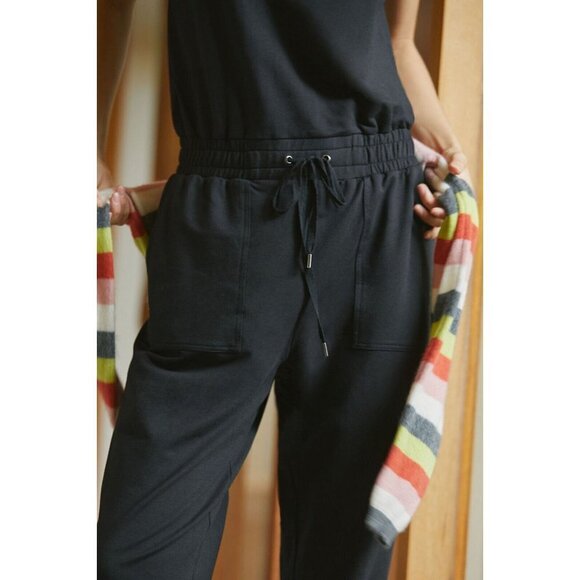 NWT Anthropologie Lounge Jumpsuit XSP $130 Black Sleeveless Travel Loungewear - Picture 3 of 9